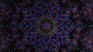 3D Animated digital abstract. Colorful curved and circular lines on black background, seamless loop