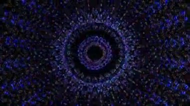 3D Animated digital abstract. Colorful curved and circular lines on black background, seamless loop