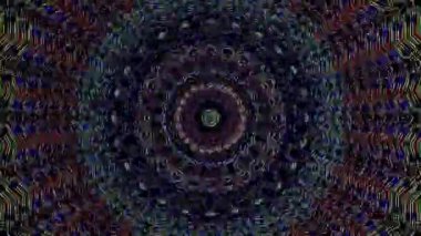 3D Animated digital abstract. Colorful curved and circular lines on black background, seamless loop