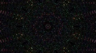 3D Animated digital abstract. Colorful curved and circular lines on black background, seamless loop