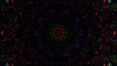 3D Animated digital abstract. Colorful curved and circular lines on black background, seamless loop