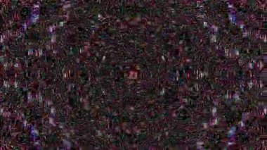 Canlandırılmış 3D soyut. Eğri çizgiler ve renkli ışık noktaları siyah arkaplan, pürüzsüz daire