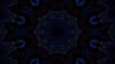 3D Animated digital abstract. Colorful curved and circular lines on black background, seamless loop