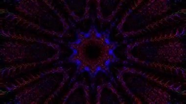 3D Animated digital abstract. Colorful curved and circular lines on black background, seamless loop