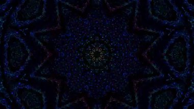 3D Animated digital abstract. Colorful curved and circular lines on black background, seamless loop