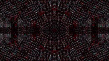 3D Animated digital abstract. Colorful curved and circular lines on black background, seamless loop