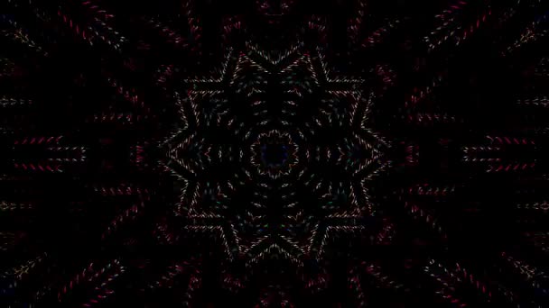 Linii Abstracte Colorate Lumină Strălucitoare Formă Rotundă Centru Fundal Negru — Videoclip de stoc