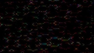 3D soyut parlak çizgiler, dalga, renkli, siyah arkaplan