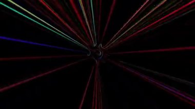 3D soyut parlak çizgiler, dalga, renkli, siyah arkaplan