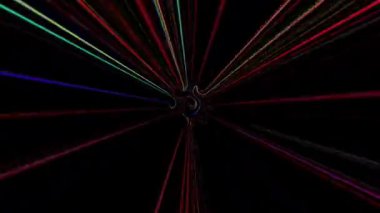 3D soyut parlak çizgiler, dalga, renkli, siyah arkaplan