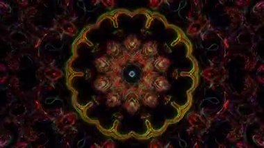 Soyut Kaleydoskop deseni tam renklerle. Sihirli mandala. 4k