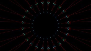 Soyut Kaleydoskop deseni tam renklerle. Sihirli mandala. 4k