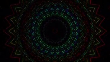 Soyut Kaleydoskop deseni tam renklerle. Sihirli mandala. 4k