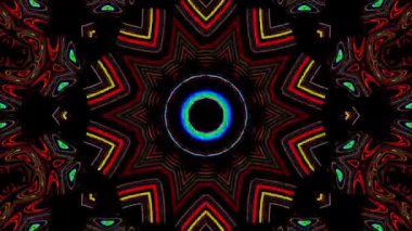 Soyut Kaleydoskop deseni tam renklerle. Sihirli mandala. 4k