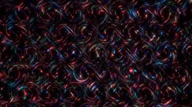 3D shining bright dots set colorful line wave motion, on black background