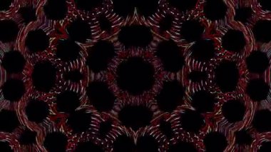 3D Animated digital abstract. Colorful curved and circular lines on black background, seamless loop