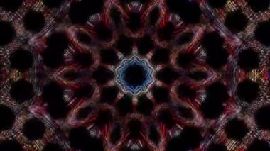 3D Animated digital abstract. Colorful curved and circular lines on black background, seamless loop