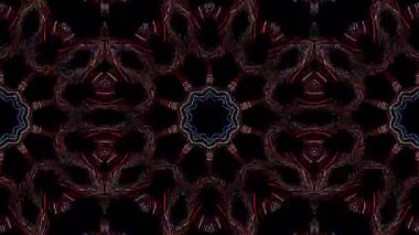 3D Animated digital abstract. Colorful curved and circular lines on black background, seamless loop