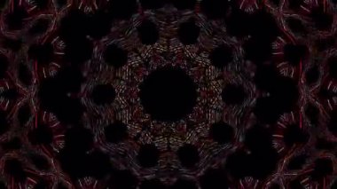 3D Animated digital abstract. Colorful curved and circular lines on black background, seamless loop