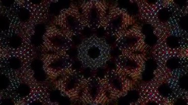 3D Animated digital abstract. Colorful curved and circular lines on black background, seamless loop