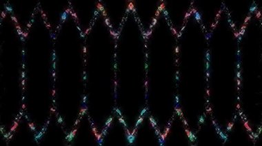 3D soyut parlak çizgiler, dalga, renkli, siyah arkaplan