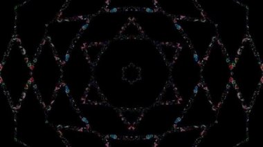 Parlayan güzel soyut bir kaleydoskop, ince hareketleri düzenleyen parlak bir ışık.