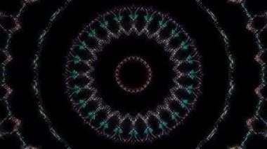 Animated digital abstract. Colorful curved and circular lines on black background, seamless loop