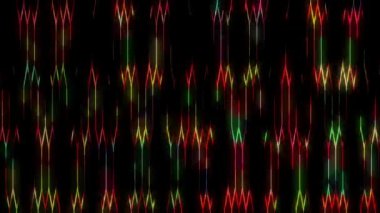 3D soyut parlak çizgiler, dalga, renkli, siyah arkaplan