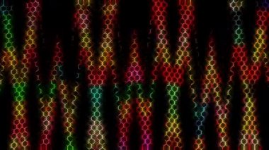 3D soyut parlak çizgiler, dalga, renkli, siyah arkaplan