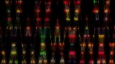 3D soyut parlak çizgiler, dalga, renkli, siyah arkaplan