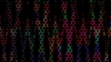 3D soyut parlak çizgiler, dalga, renkli, siyah arkaplan