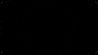 Animated digital abstract. Colorful curved and circular lines on black background, seamless loop