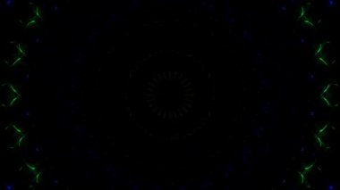 Animated digital abstract. Colorful curved and circular lines on black background, seamless loop