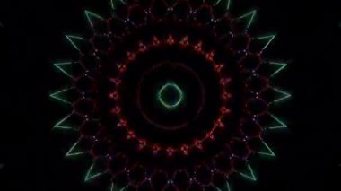 3D Animated digital abstract. Colorful curved and circular lines on black background, seamless loop