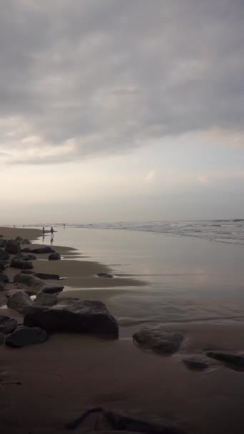Piękne Pionowe Portrety Plaży Widoki Rano Widoki Małych Fal Plaży — Wideo stockowe
