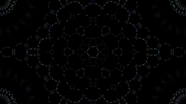 抽象的な線色鮮やかな光が中心部の丸みを帯び黒の背景 — ストック動画