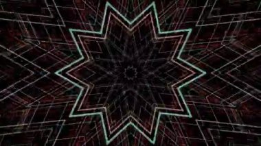 3D Animated digital abstract. Colorful curved and circular lines on black background, seamless loop