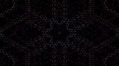 3D Animated digital abstract. Colorful curved and circular lines on black background, seamless loop