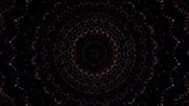 3D Animated digital abstract. Colorful curved and circular lines on black background, seamless loop