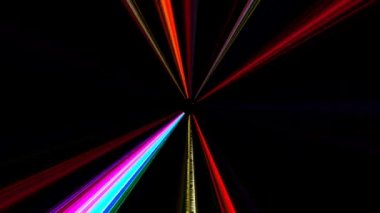 3D soyut parlak çizgiler, dalga, renkli, siyah arkaplan