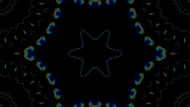 Animated digital abstract. Colorful curved and circular lines on black background, seamless loop