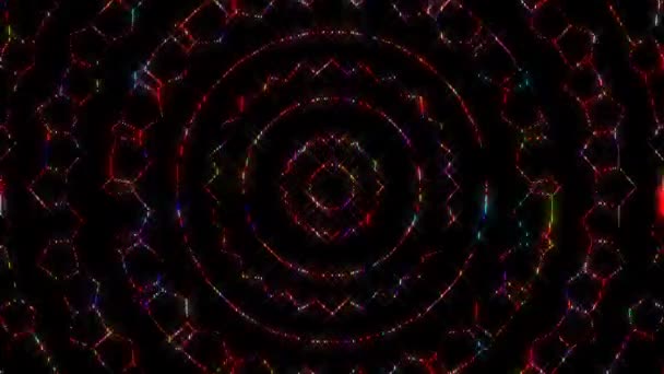 Αφηρημένες Γραμμές Πολύχρωμο Φως Λάμπει Στρογγυλό Σχήμα Στο Κέντρο Μαύρο — Αρχείο Βίντεο