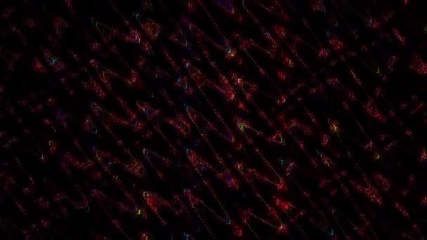 Shining Bright Dots Set Colorful Line Wave Motion Black Background — 비디오