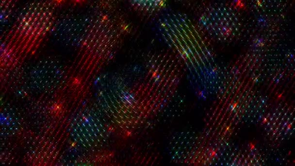 Shining Bright Dots Set Colorful Line Wave Motion Black Background – stockvideo