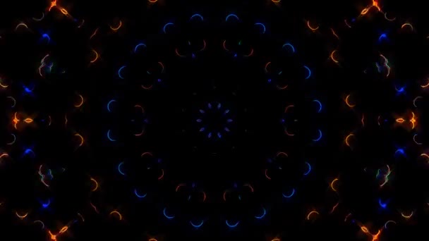 Animated Digital Abstract Colorful Curved Circular Lines Black Background Seamless — Vídeo de Stock