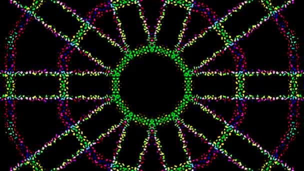 Shining Bright Dots Set Colorful Line Wave Motion Black Background — стоковое видео