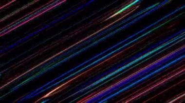3D soyut parlak çizgiler, dalga, renkli, siyah arkaplan