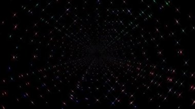 3D shining bright dots set colorful line wave motion, on black background