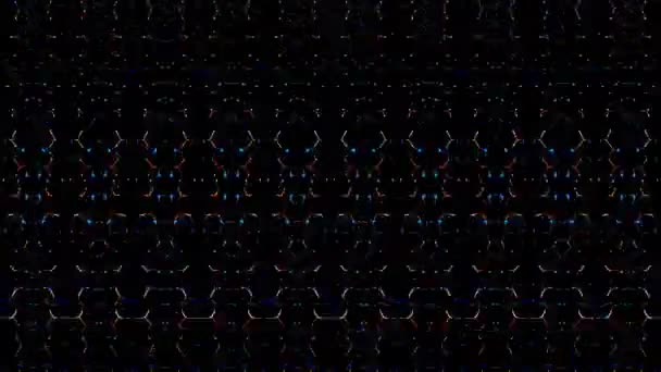 Abstracto Brillante Líneas Brillantes Conjunto Onda Colorido Fondo Negro — Vídeos de Stock