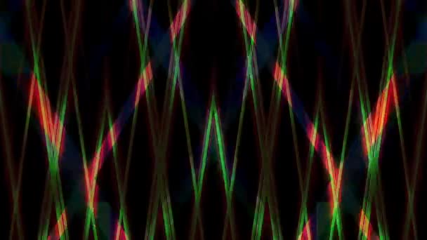 3D动画美丽的视频彩色抽象明亮的光能量4K平滑线条波在黑色背景上闪耀的光效应 — 图库视频影像